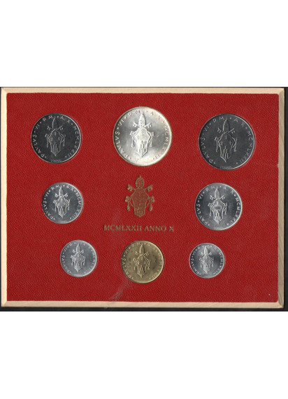 1972 - Confezione Zecca Vaticano  Paolo VI Anno X 8 valori Tiratura 110.000